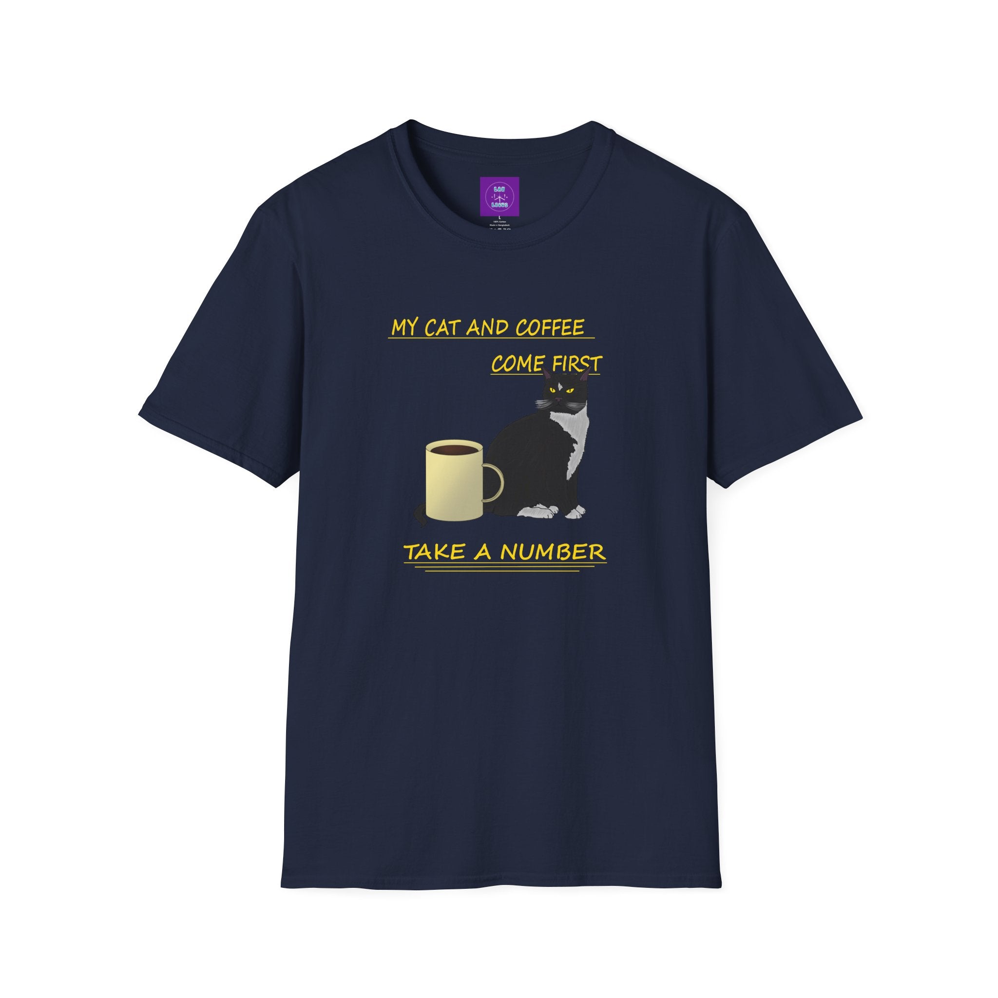 Cat & Coffee T-Shirt — "My Cat and Coffee Come First, Take a Number"