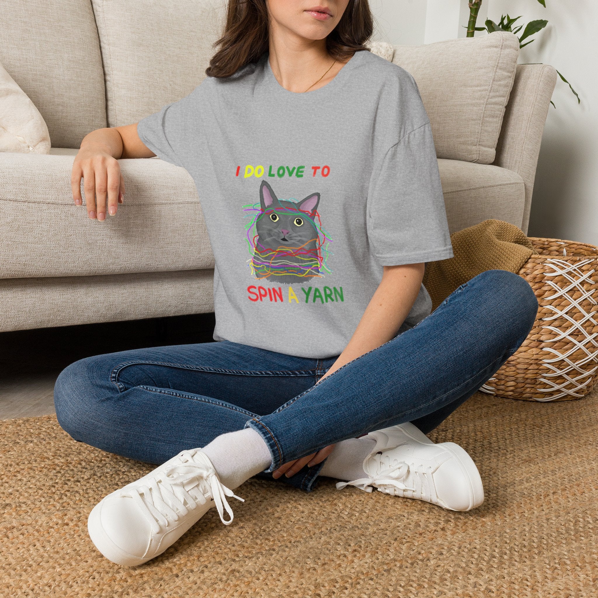 Cat T-Shirt — "I Do Love to Spin a Yarn" Cute Cat Graphic Tee