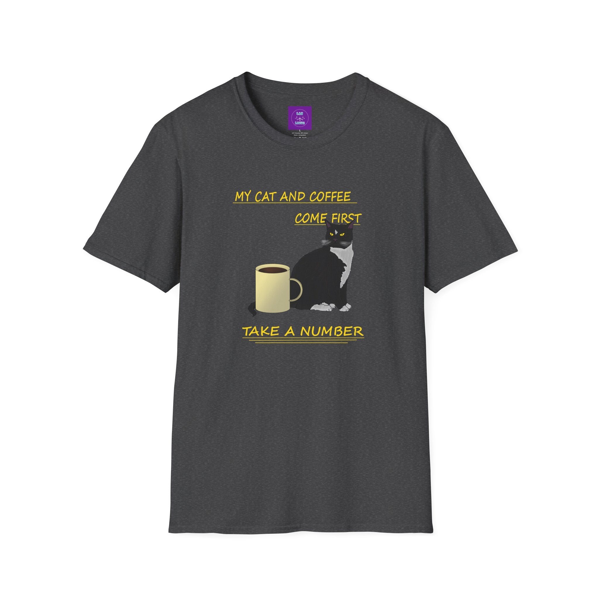 Cat & Coffee T-Shirt — "My Cat and Coffee Come First, Take a Number"